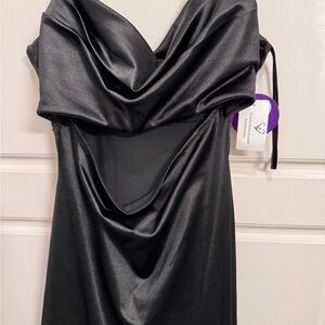 Windsor Cowl Neck High Slit Satin Maxi Dress. Size XL